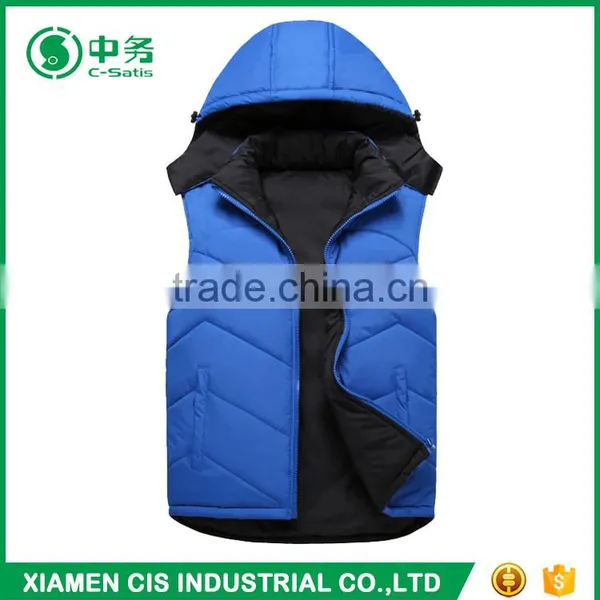 Top Fashion Winter Warmful Outwear Mens Hooded Reversible Down Feather Vest photo-5