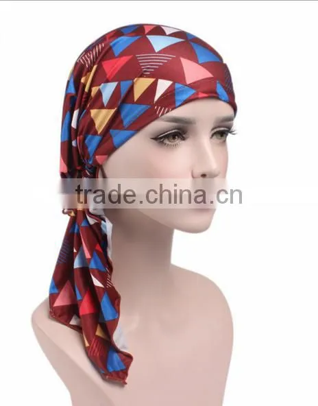 New Stretch Cloth Print Scarf Cap Scarf Hat Chemotherapy Hat photo-4