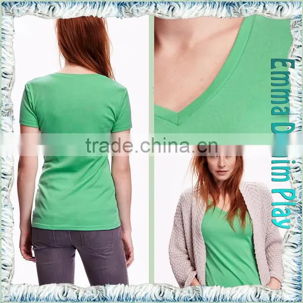 Hot Style Green Colorfast Simple Design Tight Wear Ladies Heart Neck T-Shirts for Summer Clothes photo-5