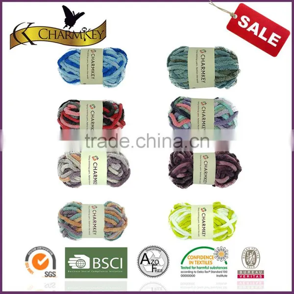 Charmkey Popular Mixed Color Dyed Fancy Kniiting Yarn Thick Polyester Chenille Yarn for Carpet photo-5