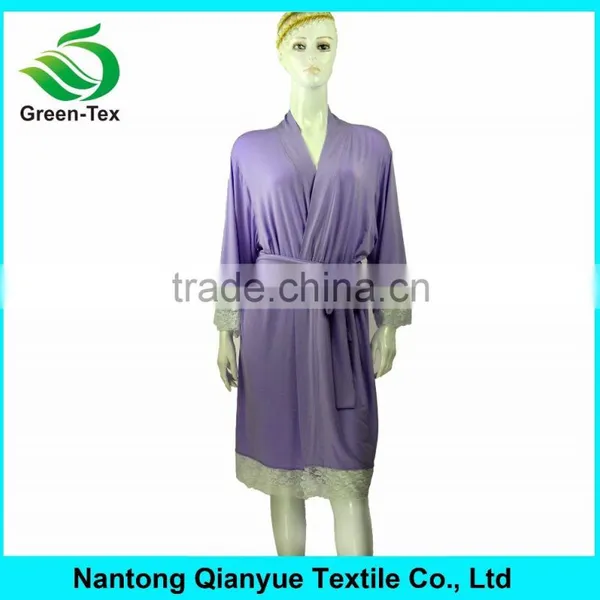 Wholesale Sleeping Soft Modal Robes With Trim Lace photo-5