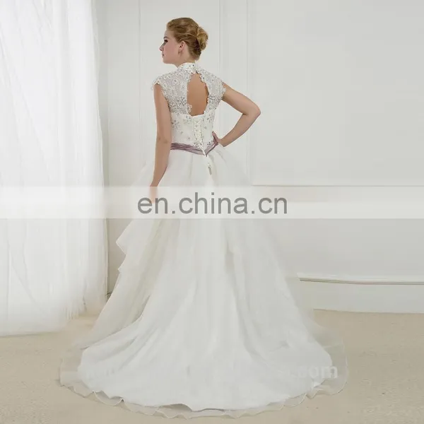 EB1236 Classical Beading Lace and Purple Belt Prom Wedding Dress photo-2