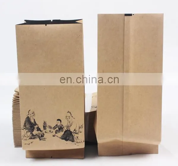 Custom Printed Food Kraft Paper Bags Lined Aluminum Foil Paper Coffee Bag photo-3