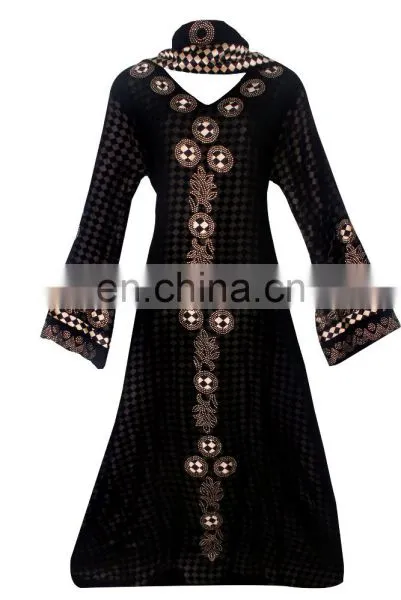 Women's Black Colour Net With Printed Satin Silk Diamond Stone Work Fully Stitched Burkha / Stylish Islamic Wear Abhaya photo-2