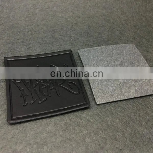 Custom Brand Logo Label Black Imprint 3D Rivet Pyramid Modern Style Leather Label Customized Silk Printing Logo for Jeans Jacket photo-6