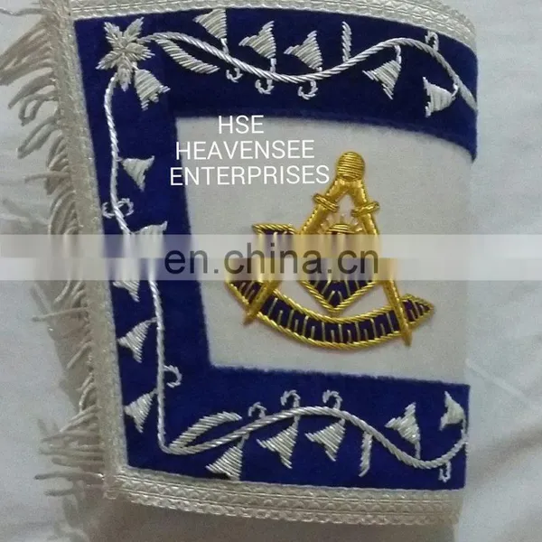 MASONIC REGALIA PAST MASTER CUFF'S WHITE BLUE photo-2