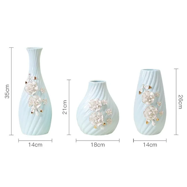 Modern Simple Fashion Elegant Hand Made Gild Blue Ceramic Vase For Living Room Decor photo-5