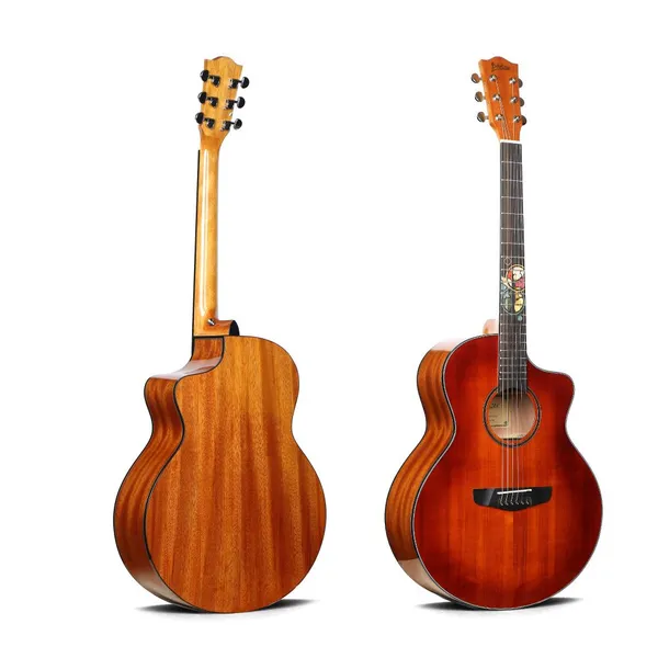 Solid Acoustic Guitar New Designed High Quality Fretboard Inlay Guitar 40 Inch Factory Wholesale OEM Quality Guitar photo-2