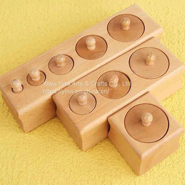 Knobbed Cylinder Montessori, Montessori Cylinders With Knobs Socket Montessori Materials Educational Toys (Set of Four) photo-2