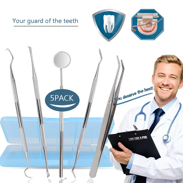 Stainless Steel 6PCS Dental Tools Set Adult Oral Dental Hygiene Set With Dental Tweezers