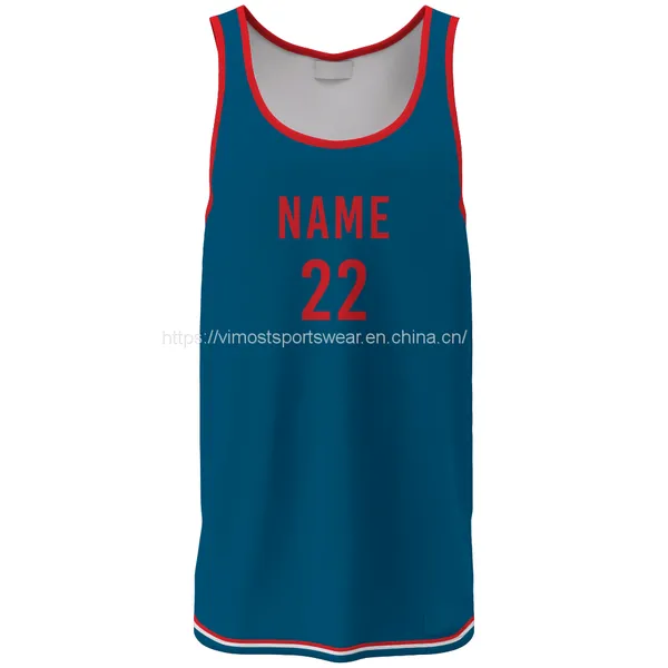 Blue and Red Custom Sublimated Basketball Jersey