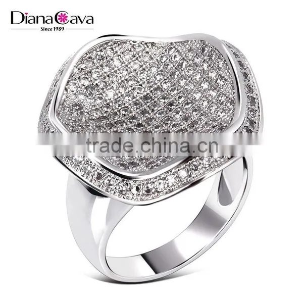 Unique Round Shape Party Cubic Zirconia Women Luxury CZ Jewelry Wedding Ring photo-2