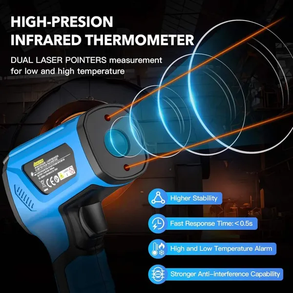 Infrared Thermometer for HVAC and Electrical Maintenance With Fast Response and Max/Min Hold photo-4