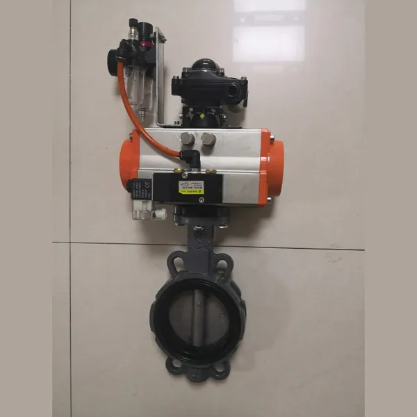 Compact Marine Wafer Pneumatic Butterfly Valve With Solenoid, Aluminum Body, GB/T3036-94 photo-3