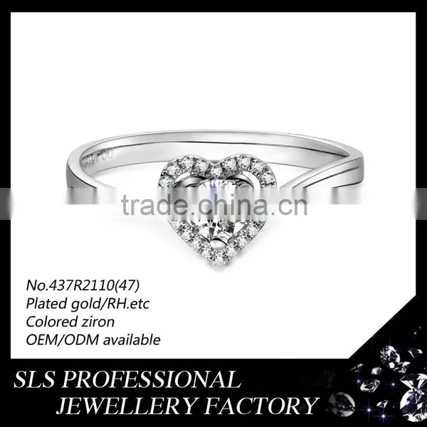 2015 New Design Jewelry Sterling Silver Wedding Ring With White Gold Plated Braided Wedding Ring