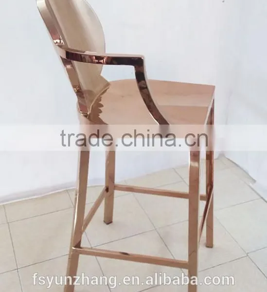 Modern Golden Stainless Steel Legs Bar Chair photo-3