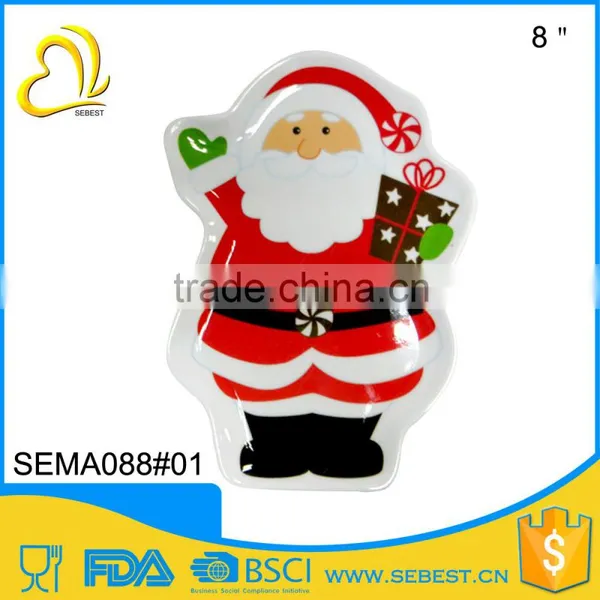 Custom Beautiful Printing X-mas Tableware Melamine Snowman Dish