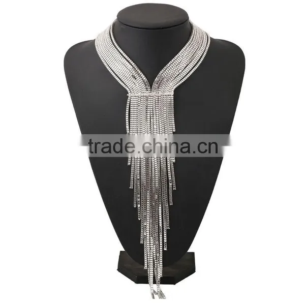 2016 New Design Luxury Statement Fashion Tassel Alloy Necklace For Women Collar photo-3