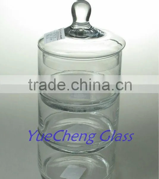 3pcs Tier Glass Mini Candy Jar With Lid Handmade