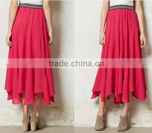 Ladies Chiffon Beaded Irregular Long Summer Skirts