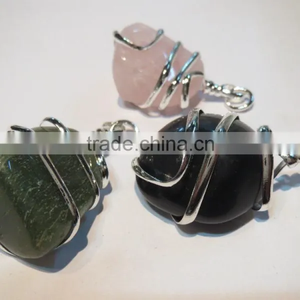 Assorted Tumble Wire Wrap Gemstone Pendant photo-2