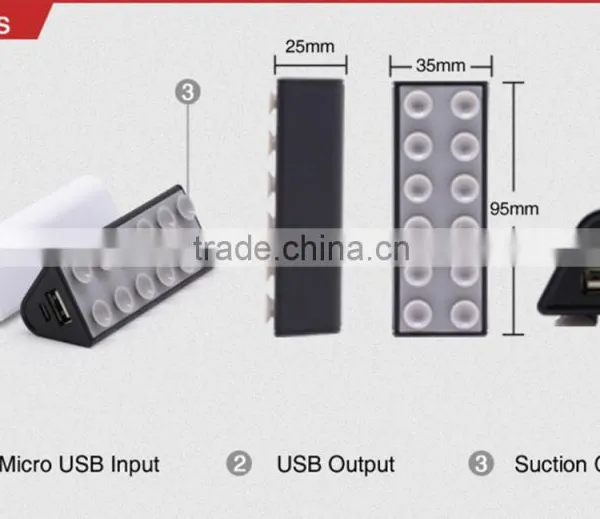 Suction Cup Phone Holder Design Good Battery Capacity Customized Hang Design 2000mAh Power Bank photo-6