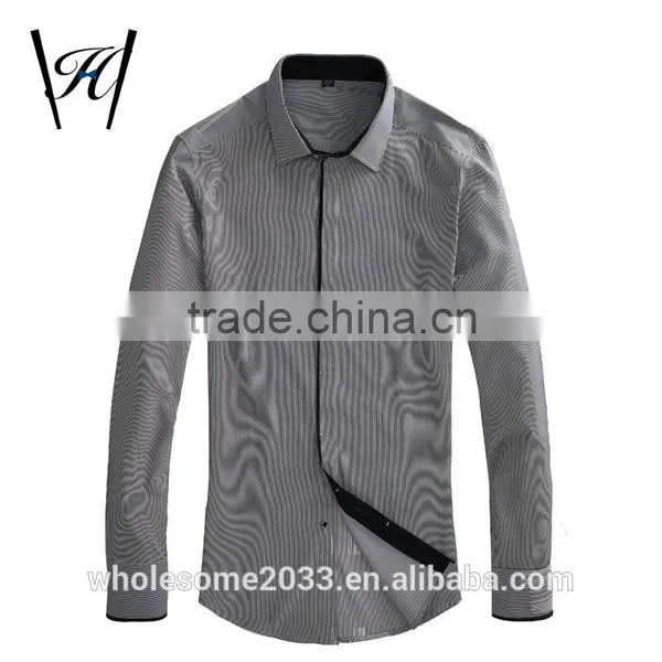 Black and White Striped Discount Button Mens Dress Shirts photo-3