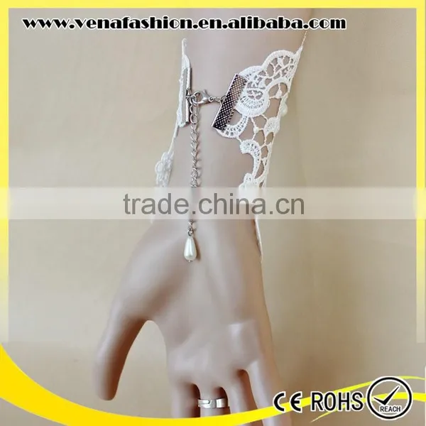 White Pearl Slave Bride Braclet, Pearl Lace Bracelet photo-2
