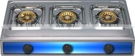 Stainless Steel Table Gas Stove With Three Burners