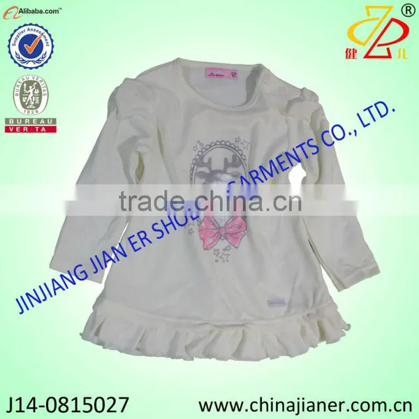 New Design Long Sleeve White Kids Tshirt Cheap Girl Tshirt