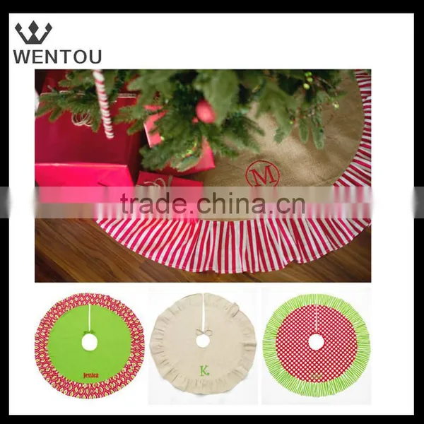 Personalized Monogrammed Burlap Plaid Tree Skirt photo-2