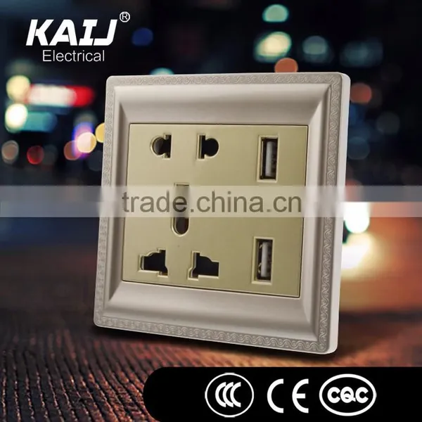 Difference Decorative Design PC Material Wall Mounted Multi Function Socket With 2 Usb Port photo-5