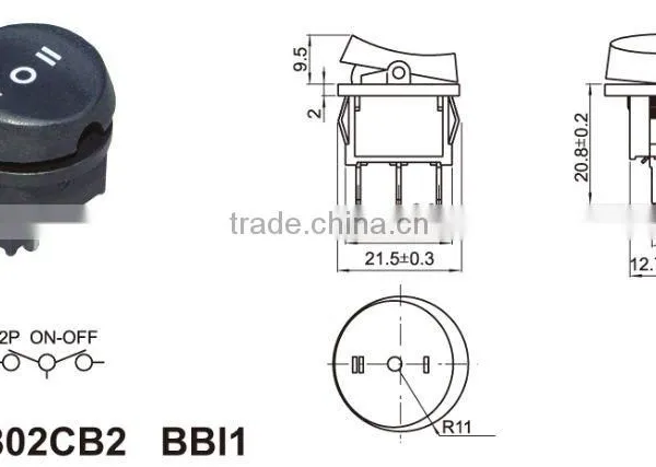 Waterproof Mini Rocker Switch,on-off 6pins Nylon Pa66 Material Rocker Switch photo-3
