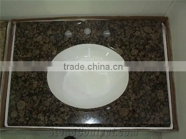 LOW PRICE!Wholesale Baltic Brown Bathroom Vanity Top With Single/Double Under Mount Sink In Stock photo-2