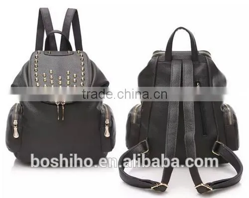 Customized Latest Design Girls Women Fashion Trendy Rivet Backpack Bag photo-3