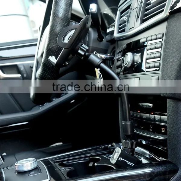 One Hand Operation Flexible Gooseneck Dual USB Ports Car Mobile Charger Stand for Mobile Phone photo-6