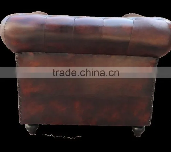 Leather Chesterfields 1 Seater Dark Brown Colour Sofa photo-6