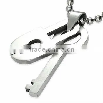 316 L Steel key and lock couple pendants