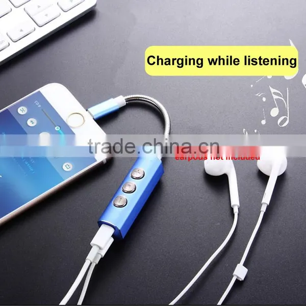 8pin To 3.5mm Audio Charge Adapter With Volume Control For IPhone 7/Plus-Listening To Music While Charging Your Phone photo-5