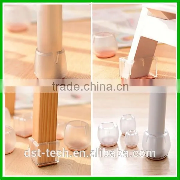 Transprent Soft Rubber Round Table Chair Leg Floor Protectors With Felt photo-2