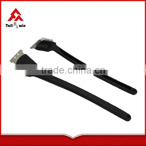 Plastic Handle BBQ Double-side Grill Cleaning Brush With Scraper photo-4