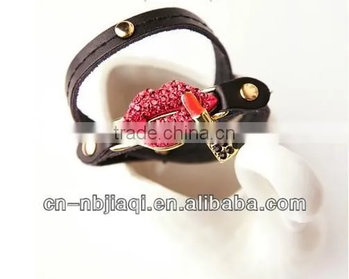 Double Leather Lips Lipstick Gem Diamond Bracelet photo-4