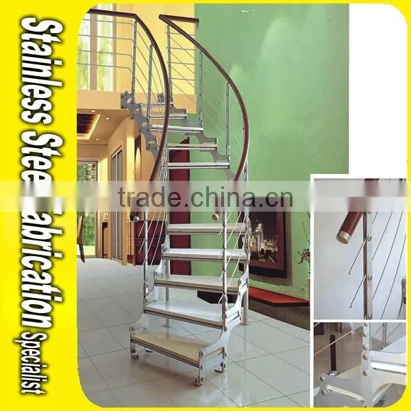 Indoor Stainless Steel Handrail Spiral Staircase Decorative Spiral Stairs photo-3