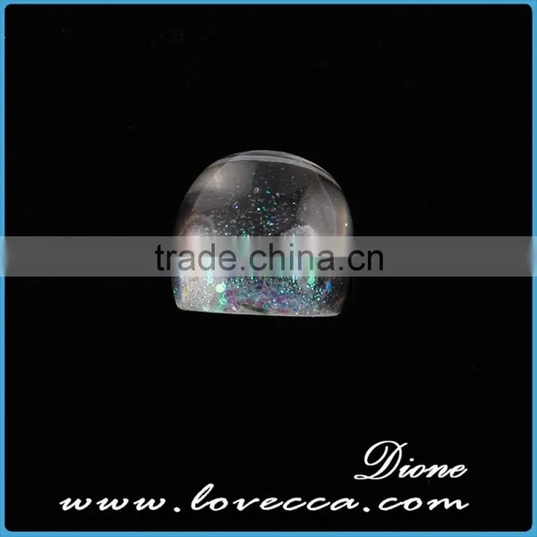 Colorful Clear Glass Resin Band Real Dried Flower Finger Ring photo-4