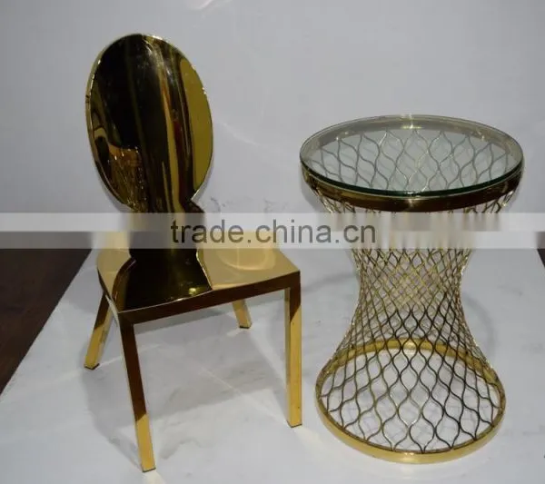 LC09 Modern Stainless Steel Legs Gold Dining Chair for Wedding photo-4