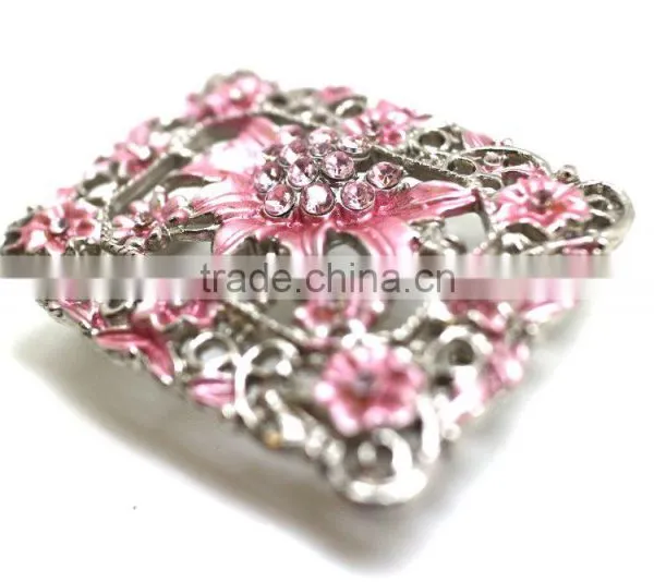 Belt Buckle With Painting Gems Rhinetone, Hot Sale Embellished Buckle, Zinc Alloy Embellishment Floral Design photo-3