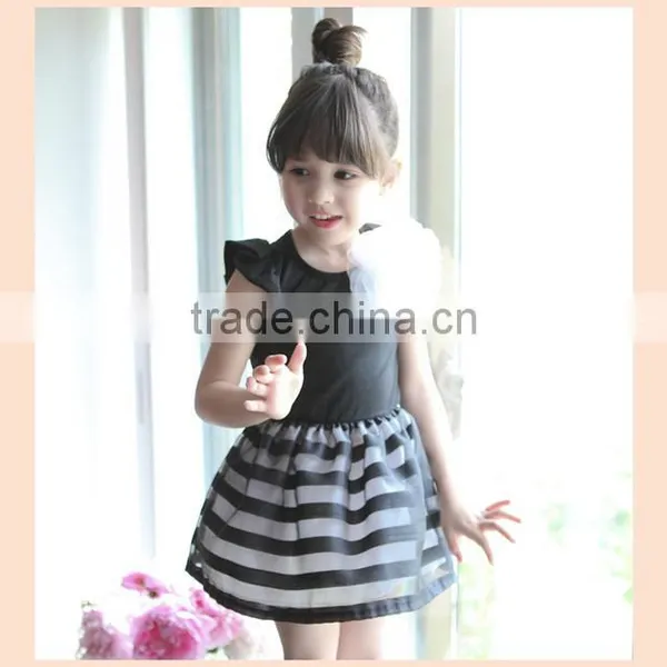 2015 Summer Girls Dress Girls Cute Princess Stripe Dress 3D Flower Boutique Party Costume Children Clothes Dress for Girl photo-4
