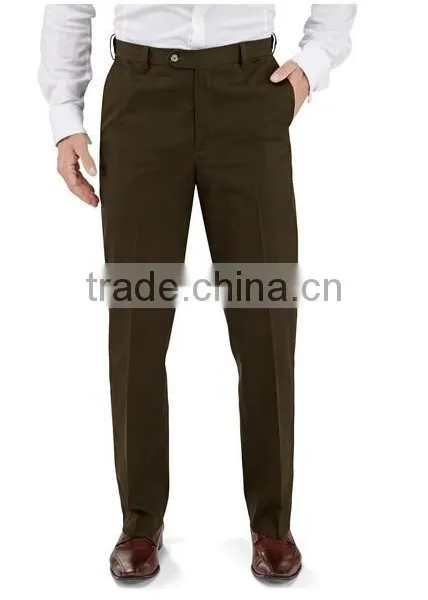 Men's Cotton Plain Front Straight Leg Dress Pants photo-2