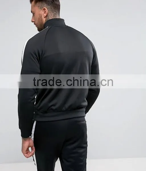 Wholesale Best Price High Quality New Design Durable Raglan Sleeves 100% Polyester Jersey Black Casual Men Jacket photo-2