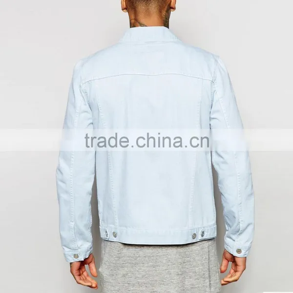 Light Bule Plain Denim Classic Mens Jacket Wholesale Cheap Price photo-2